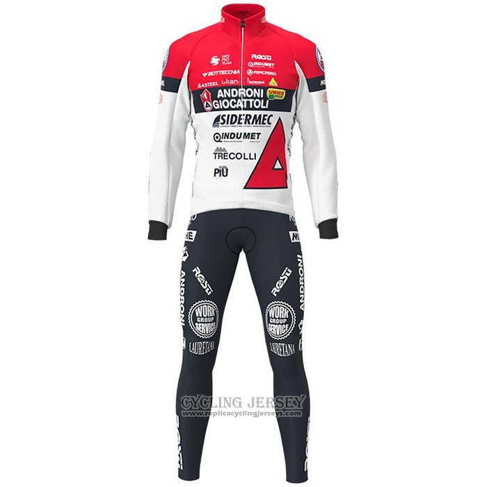 2021 Cycling Jersey Androni Giocattoli White Red Long Sleeve And Bib Tight